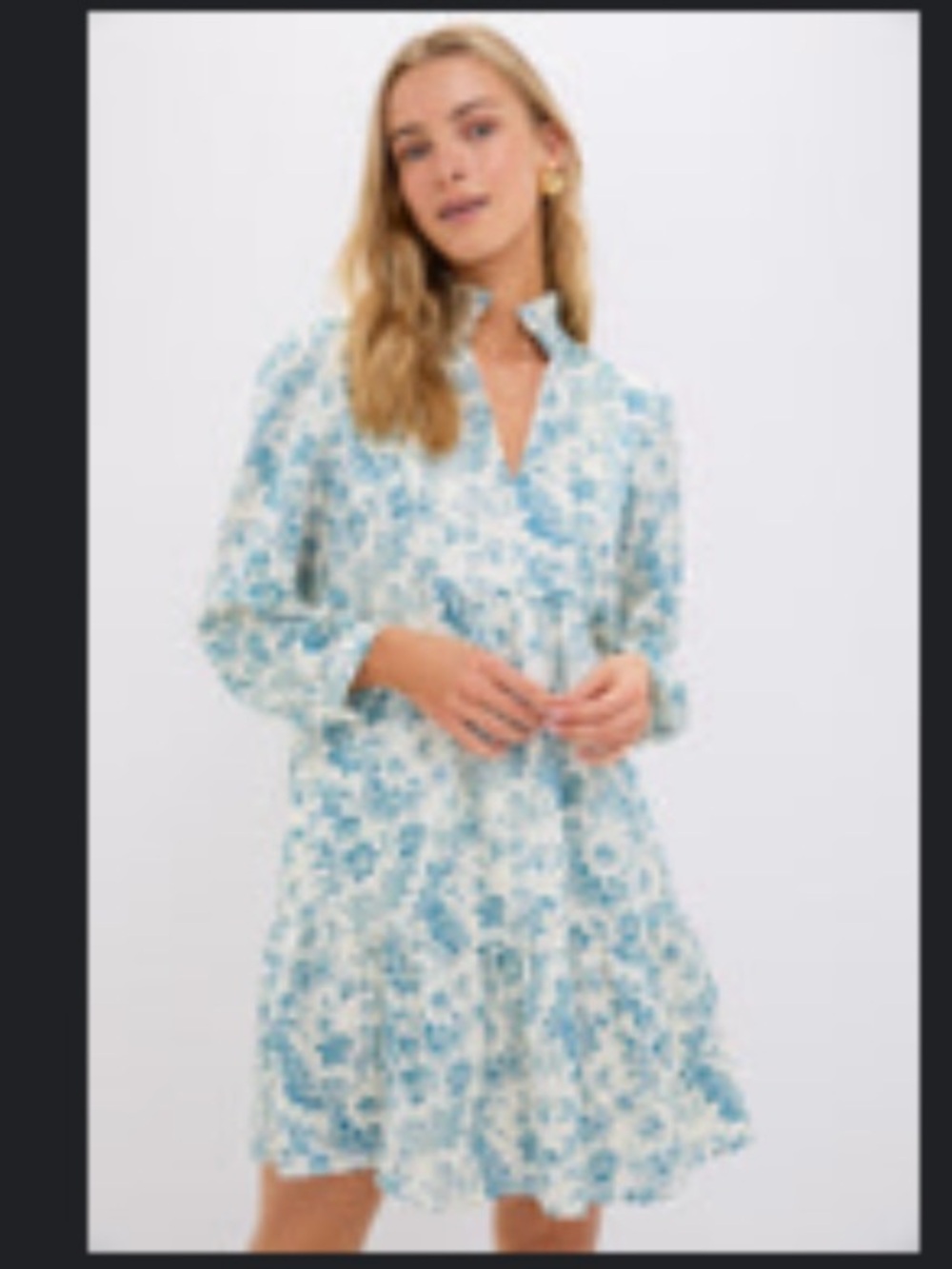 Tuckernuck Blue and White Floral Long-Sleeve Dress
